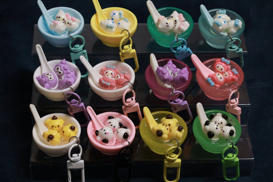 Character Tangyuan Bowl Keychain - Adorable Resin Dumping Charms - DreamfulYKC